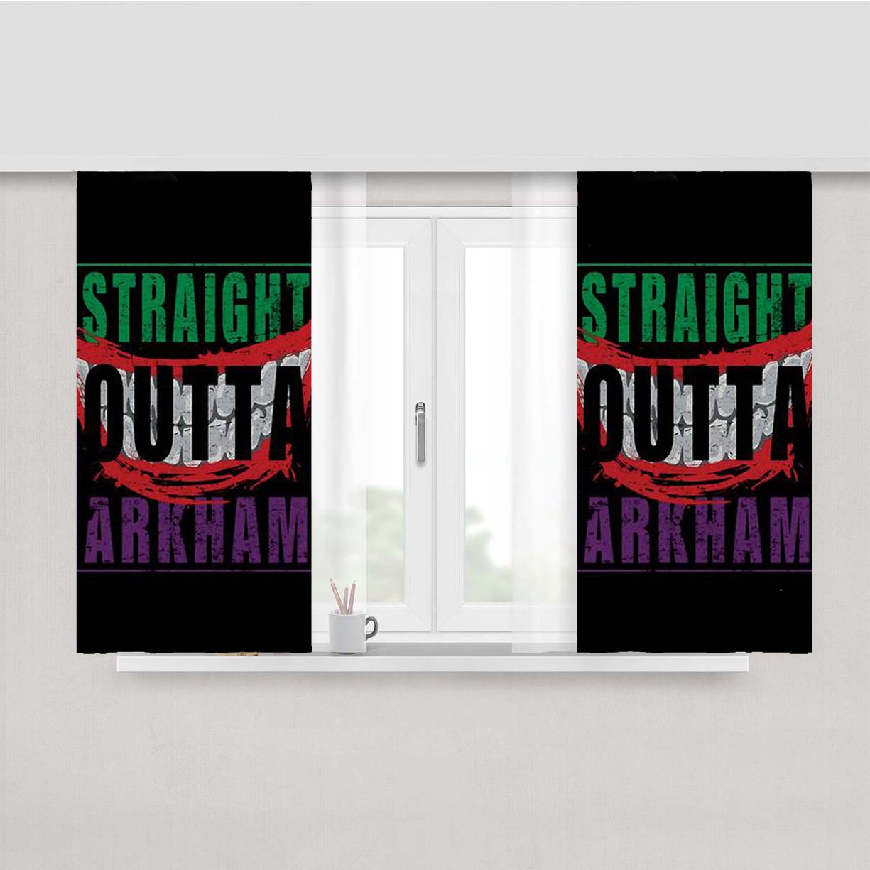 Straight Outta Arkham Peach Skin Window Curtains
