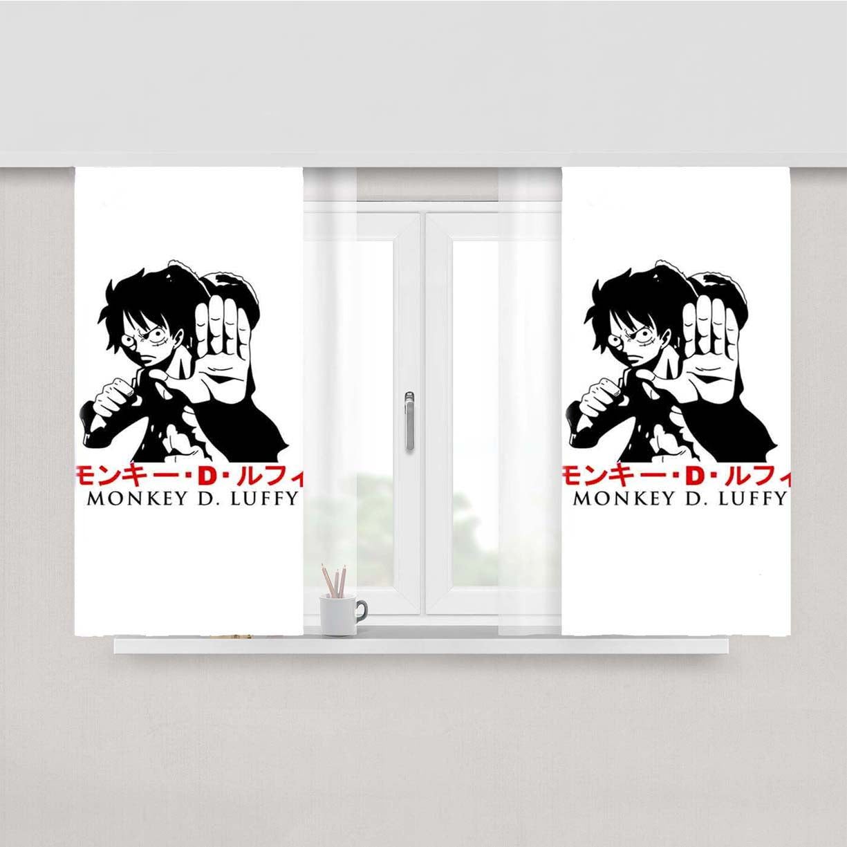 Straw Hat Monkey De Luffy Peach Skin Window Curtains