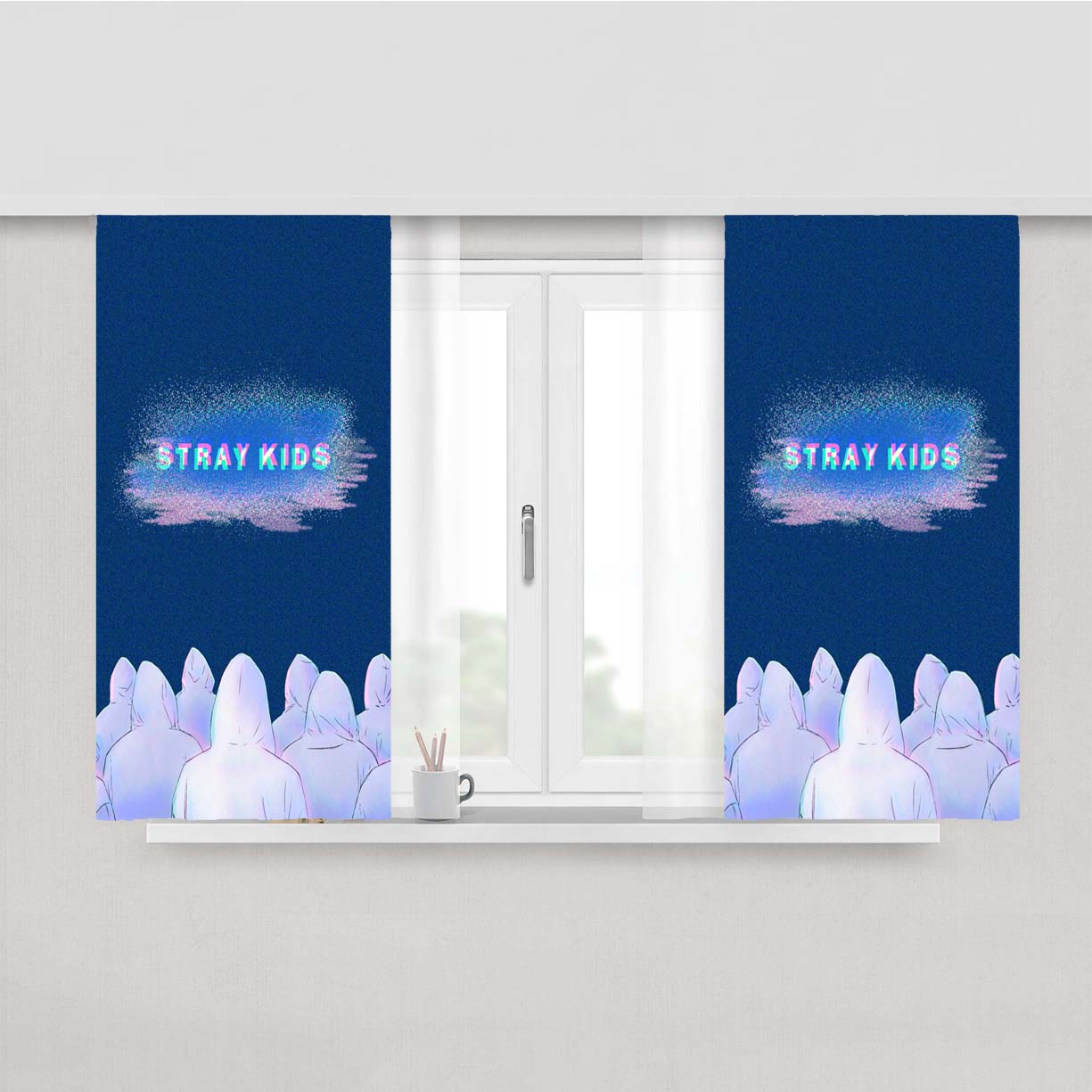 Stray Kids District 9 Peach Skin Window Curtains