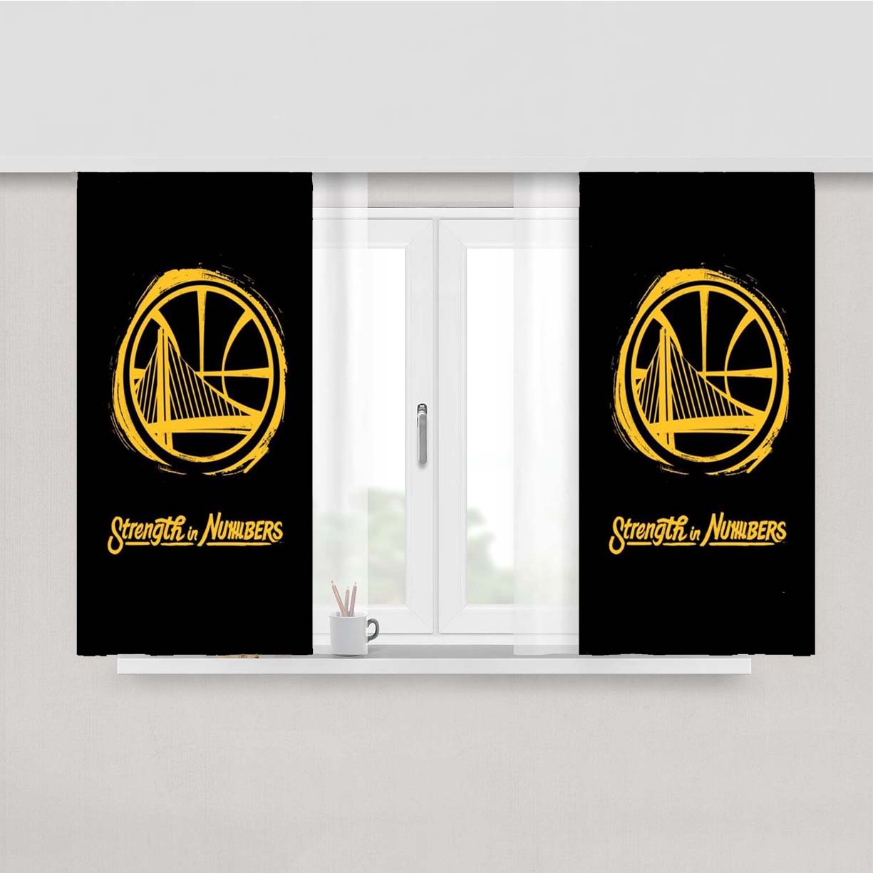 Strength In Numbers Golden State Warriors Peach Skin Window Curtains