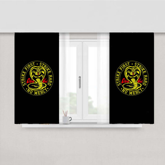 Strike First Strike Hard No Mercy Cobra Kai Peach Skin Window Curtains