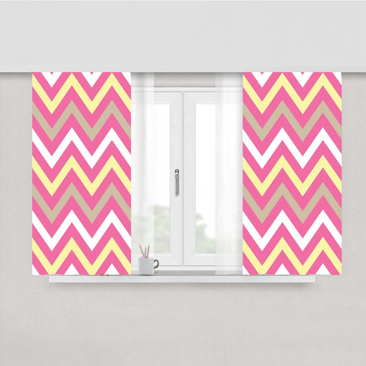 Stripe White And Pink Chevron Peach Skin Window Curtains