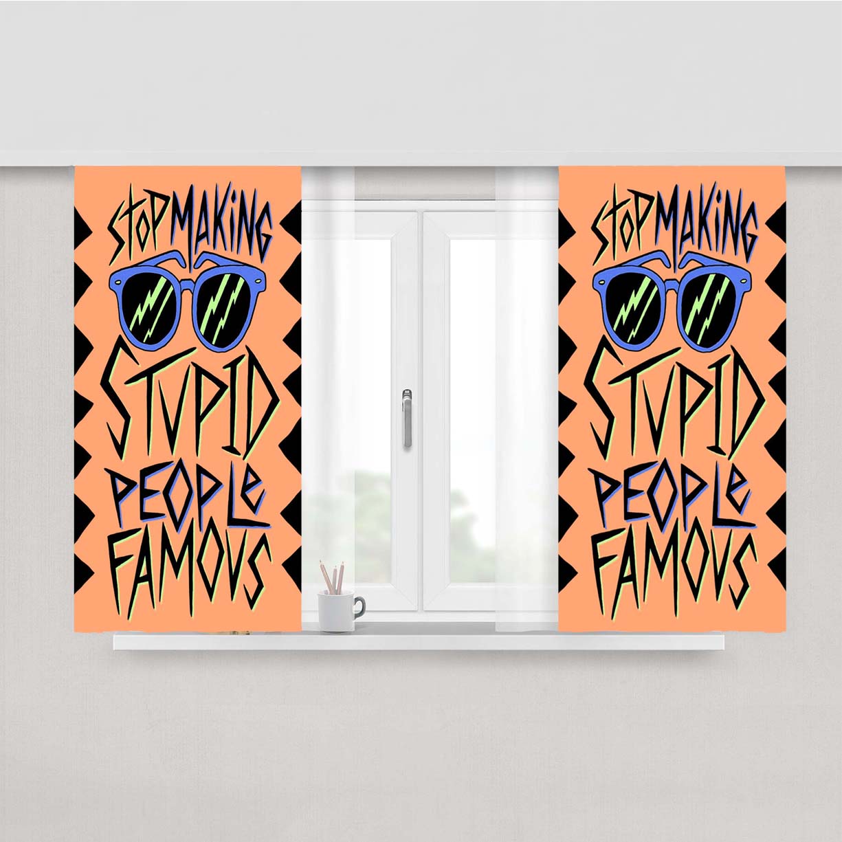 Stupid People Fa Peach Skin Window Curtains