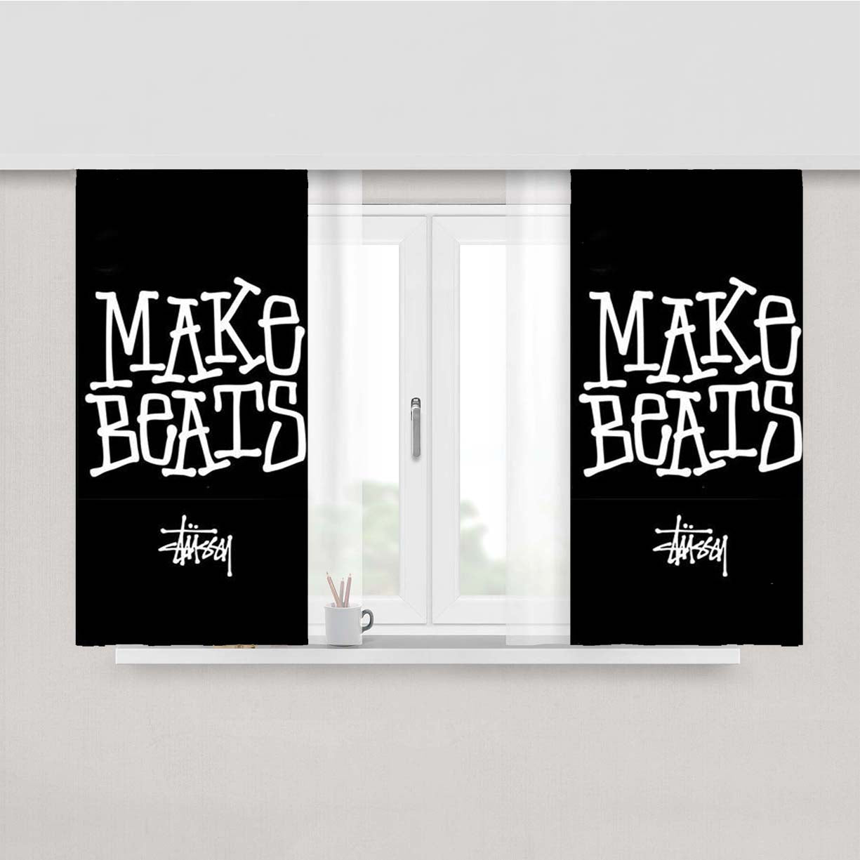 Stussy Make Beats Peach Skin Window Curtains