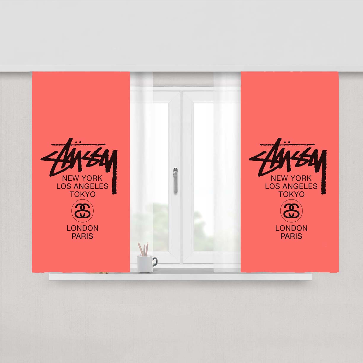 Stussy New York Los Angeles Peach Skin Window Curtains