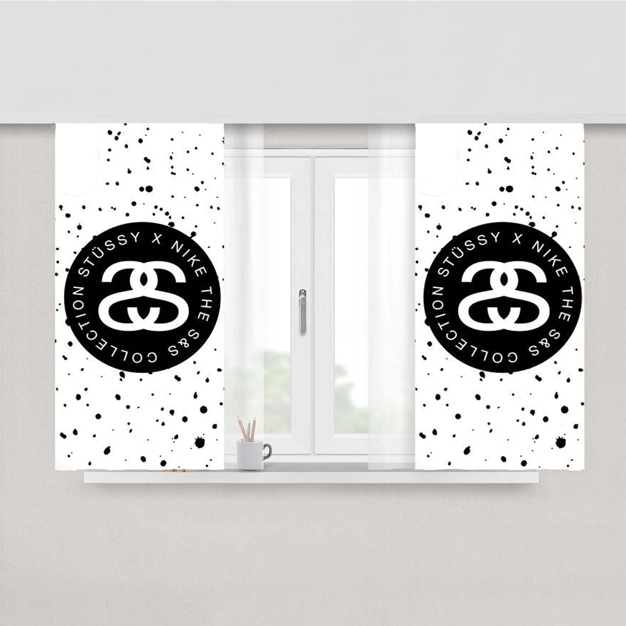 Stussy Nike Logo Peach Skin Window Curtains
