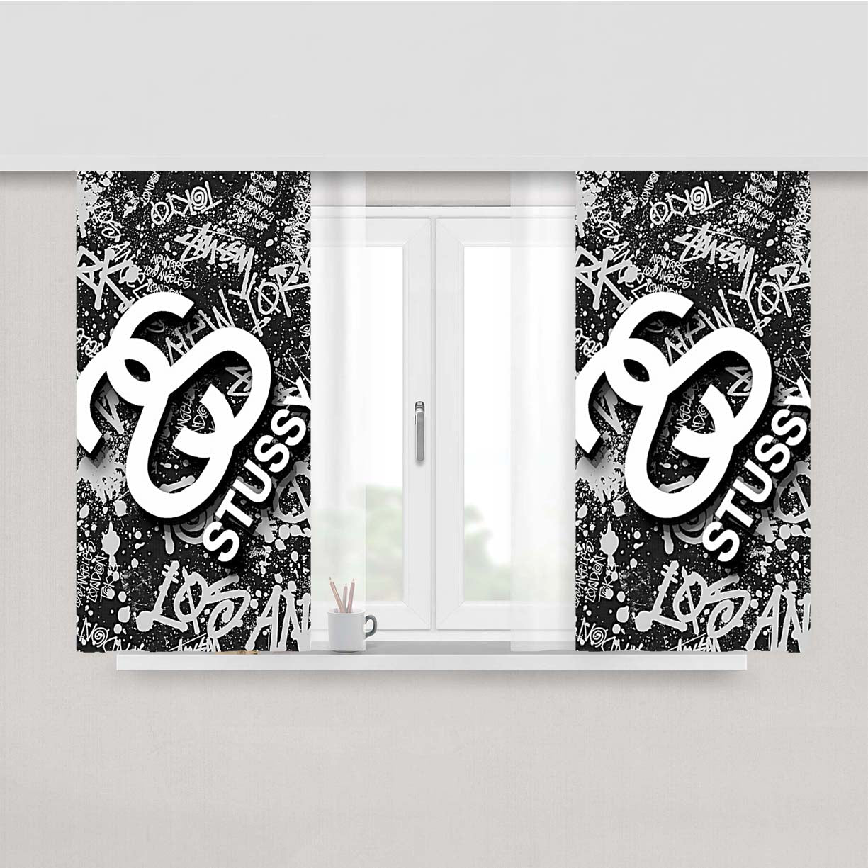 Stussy Wallpaper Peach Skin Window Curtains