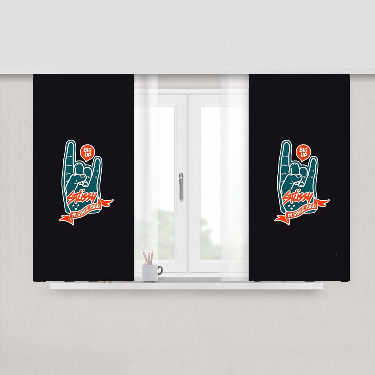 Stussy Wallpaper Icons Peach Skin Window Curtains