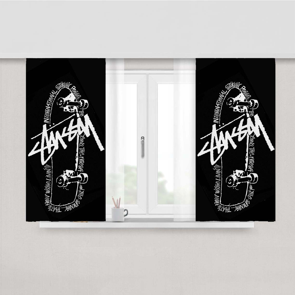 Stussy World Tour 2 Peach Skin Window Curtains