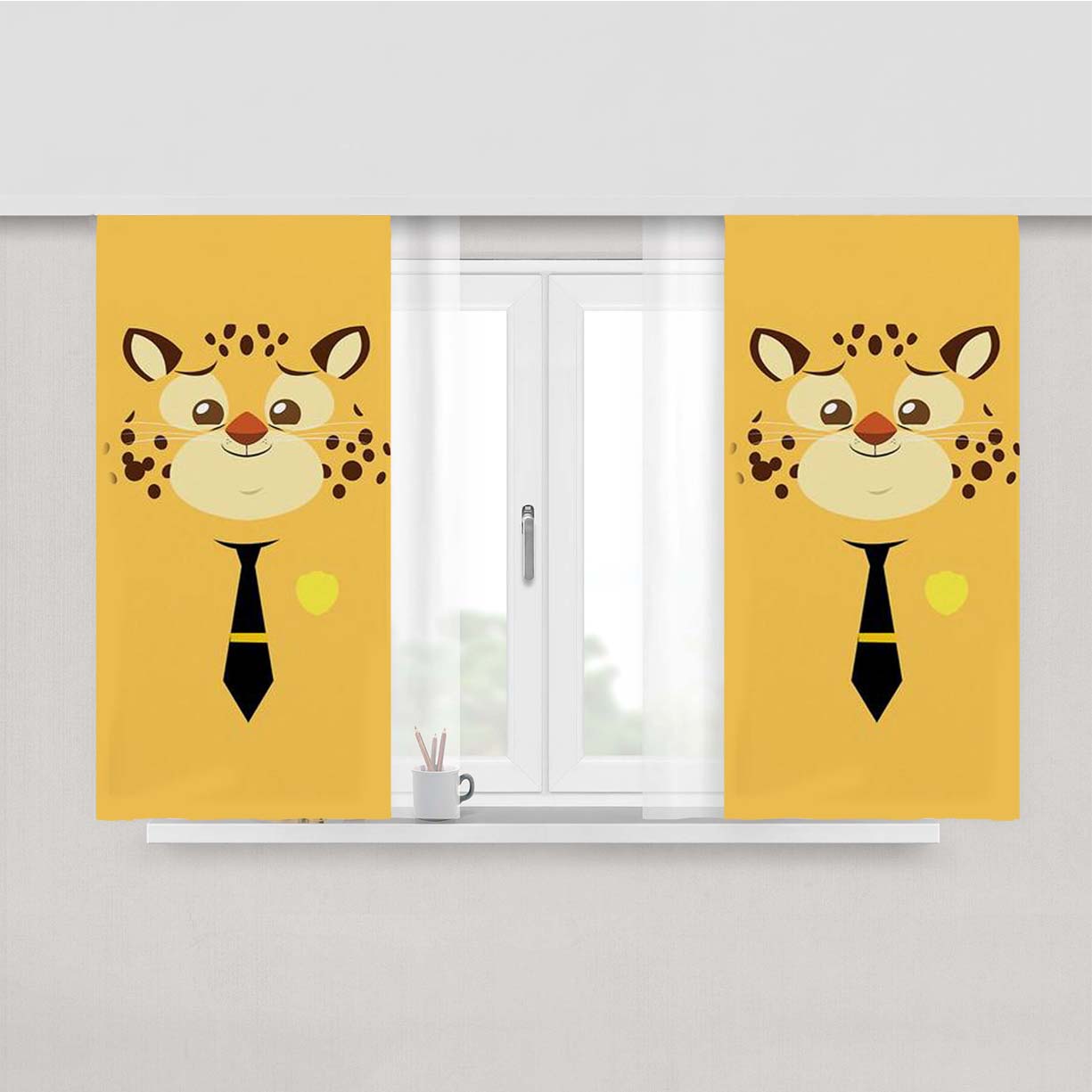 Stylized Ghepard Clawhauser Peach Skin Window Curtains