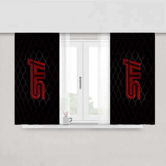 Subaru Sti Red Logo Fiber Peach Skin Window Curtains