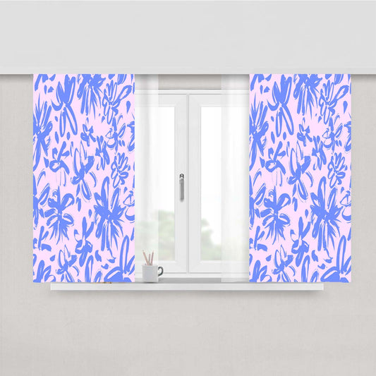 Subtle Painted Flower Peach Skin Window Curtains