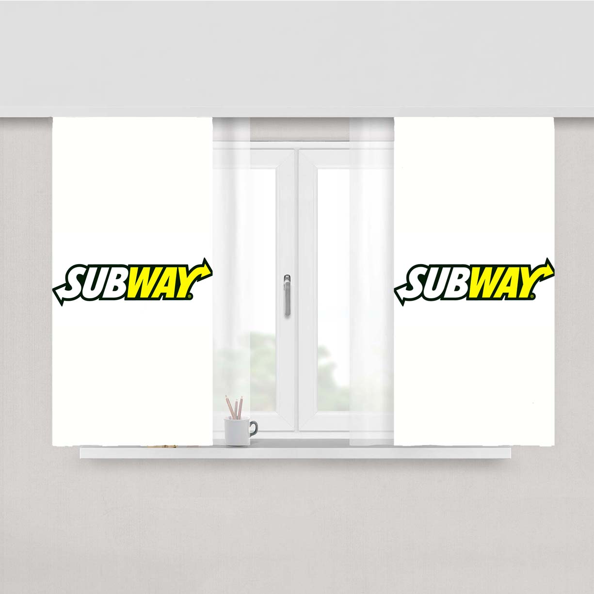 Subway Black Peach Skin Window Curtains