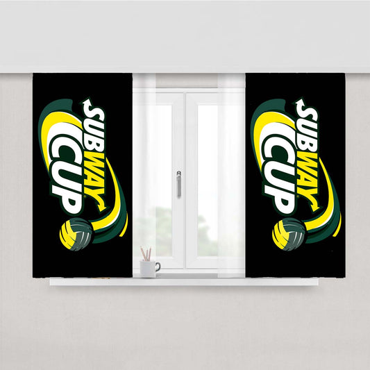 Subway Cup Logo Black Peach Skin Window Curtains
