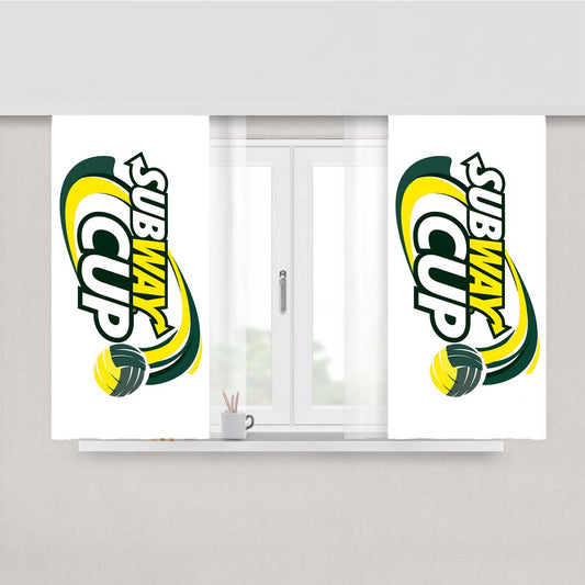 Subway Cup Logo Colour Peach Skin Window Curtains