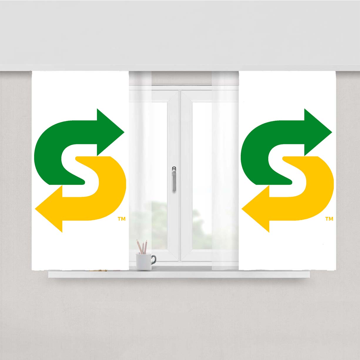 Subway Logo Peach Skin Window Curtains