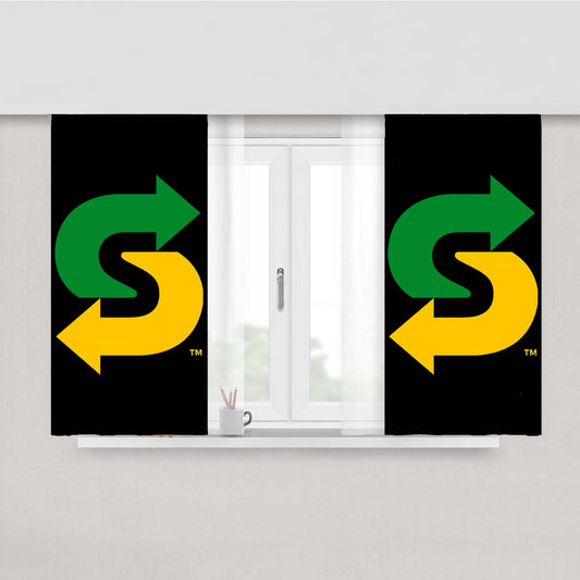 Subway Logo Black Peach Skin Window Curtains