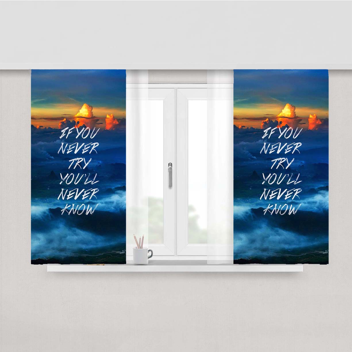 Success Quotes August Peach Skin Window Curtains