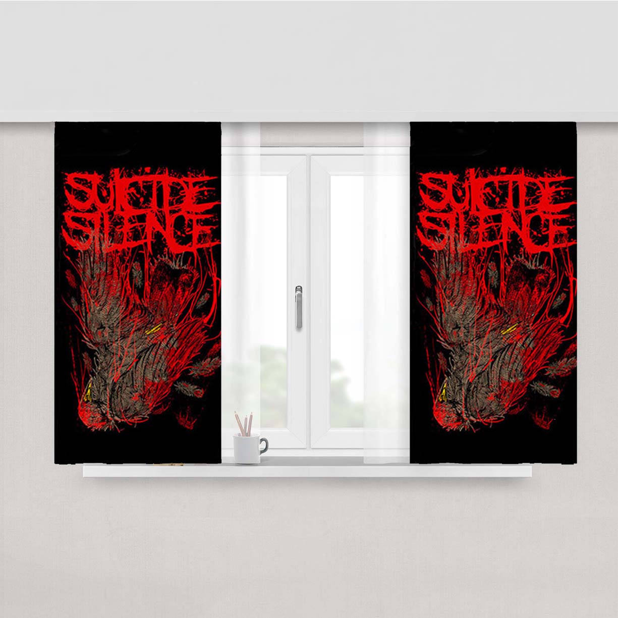 Sucide Silence Red Peach Skin Window Curtains