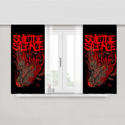 Sucide Silence Red Peach Skin Window Curtains