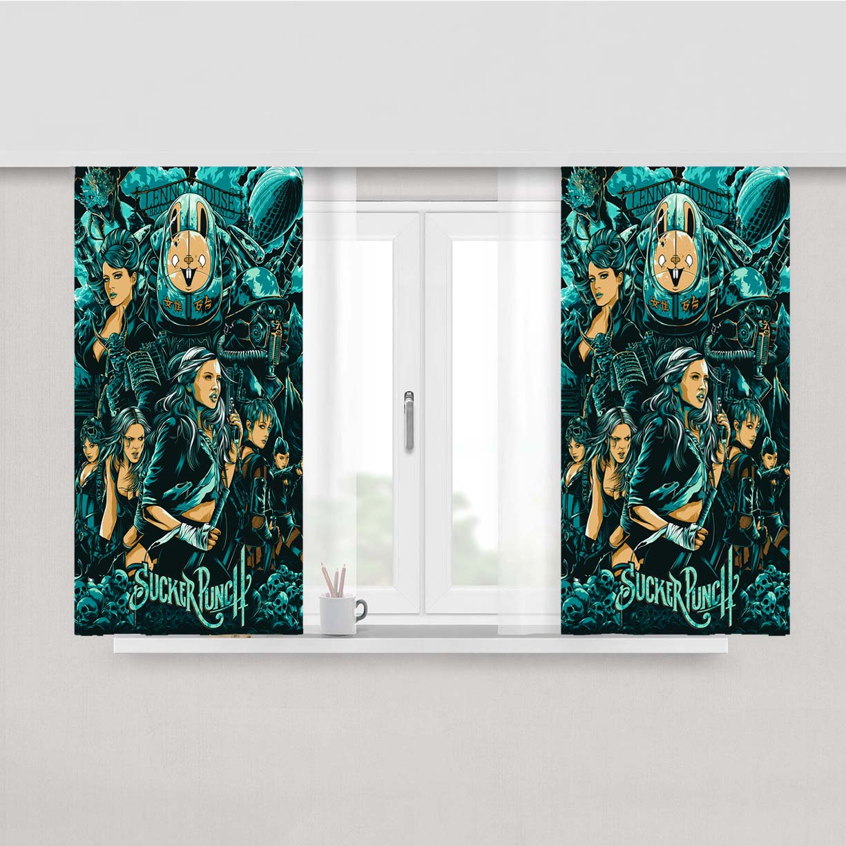 Sucker Punch Characters Peach Skin Window Curtains