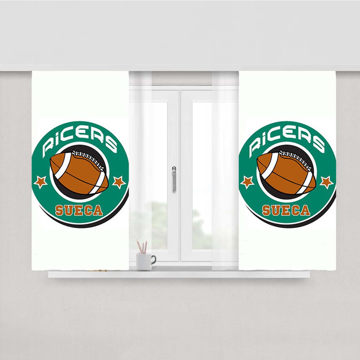 Sueca Ricers Logo Peach Skin Window Curtains