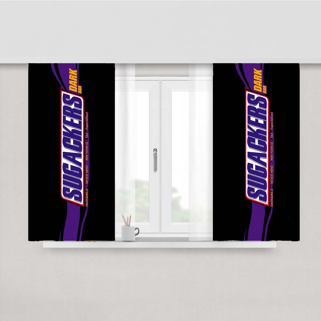 Sugackers Dark Bar Purple Peach Skin Window Curtains