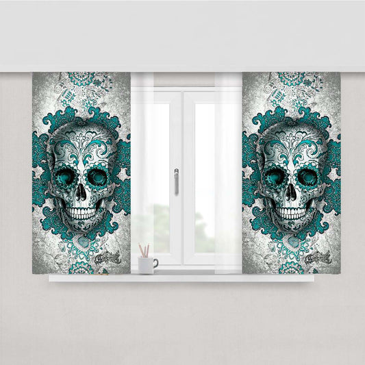 Sugar Skull Peach Skin Window Curtains