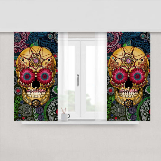 Sugar Skull Paisley Peach Skin Window Curtains