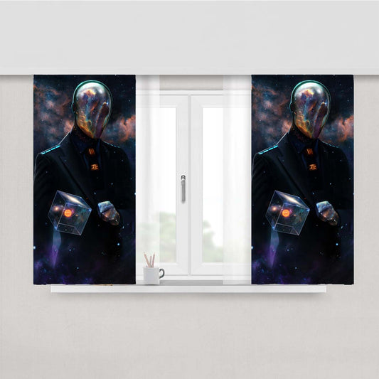 Suit Cube Helmet Universe Space Peach Skin Window Curtains