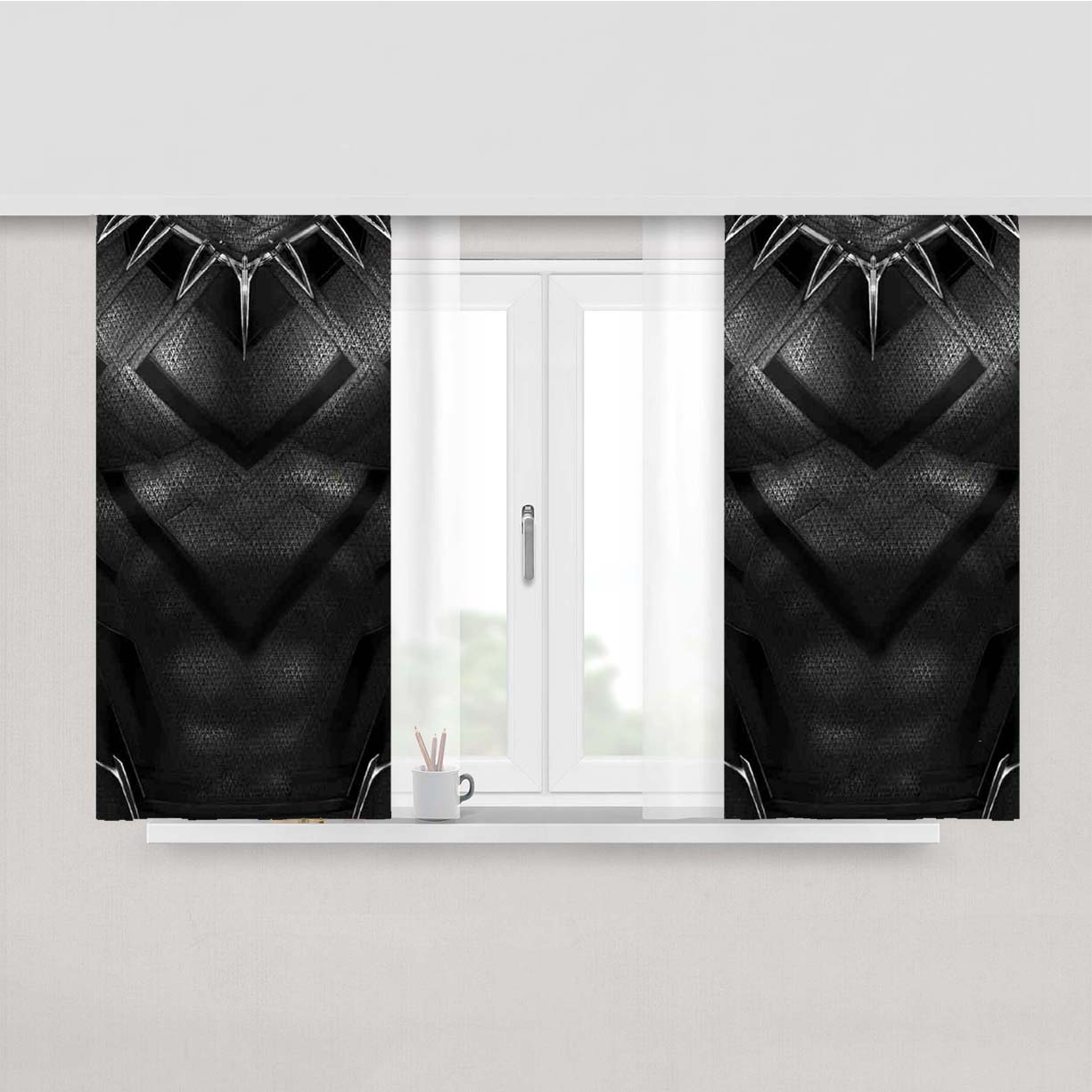 Suit Up Black Panther Costume Texture Peach Skin Window Curtains