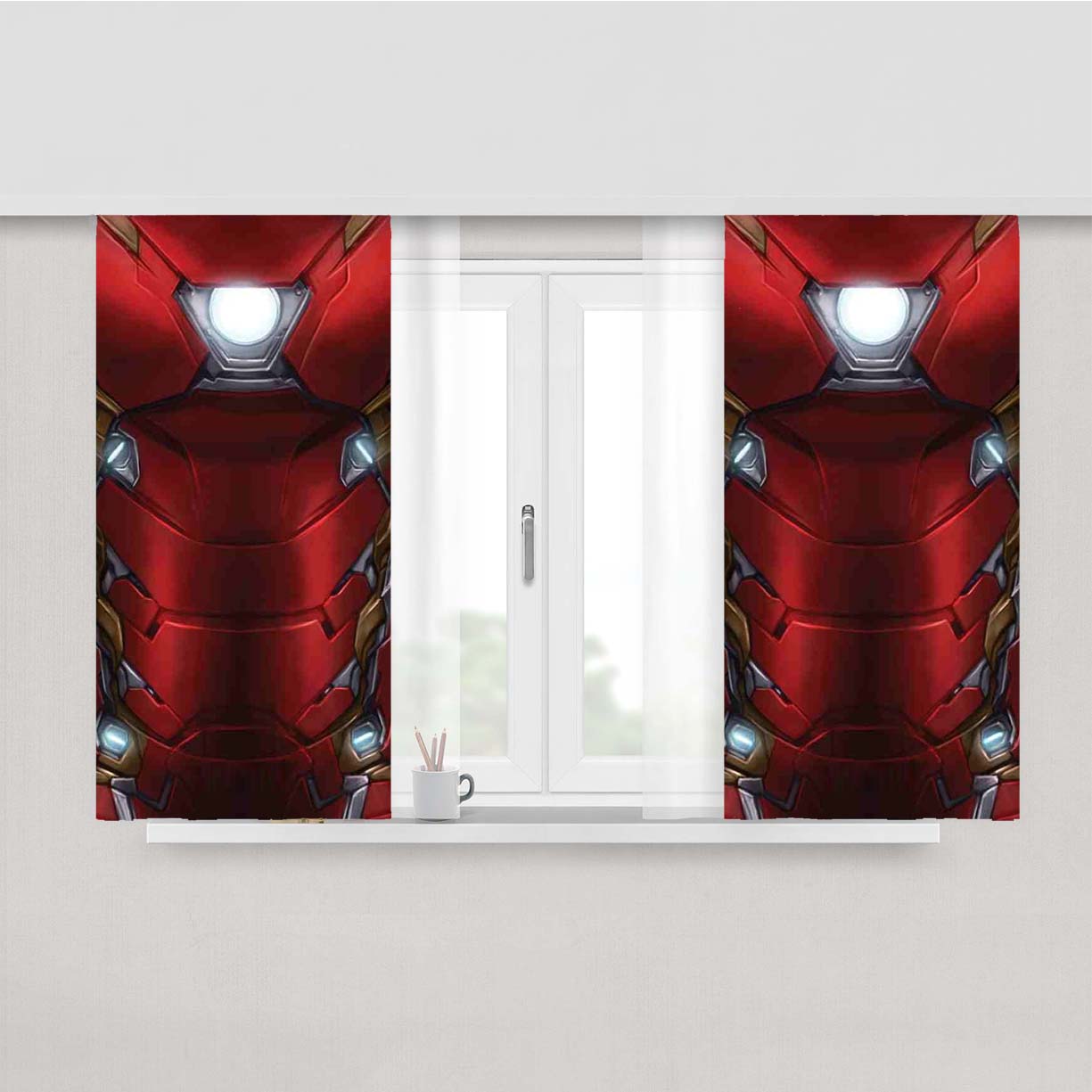 Suit Up Red Iron Man Mark Peach Skin Window Curtains
