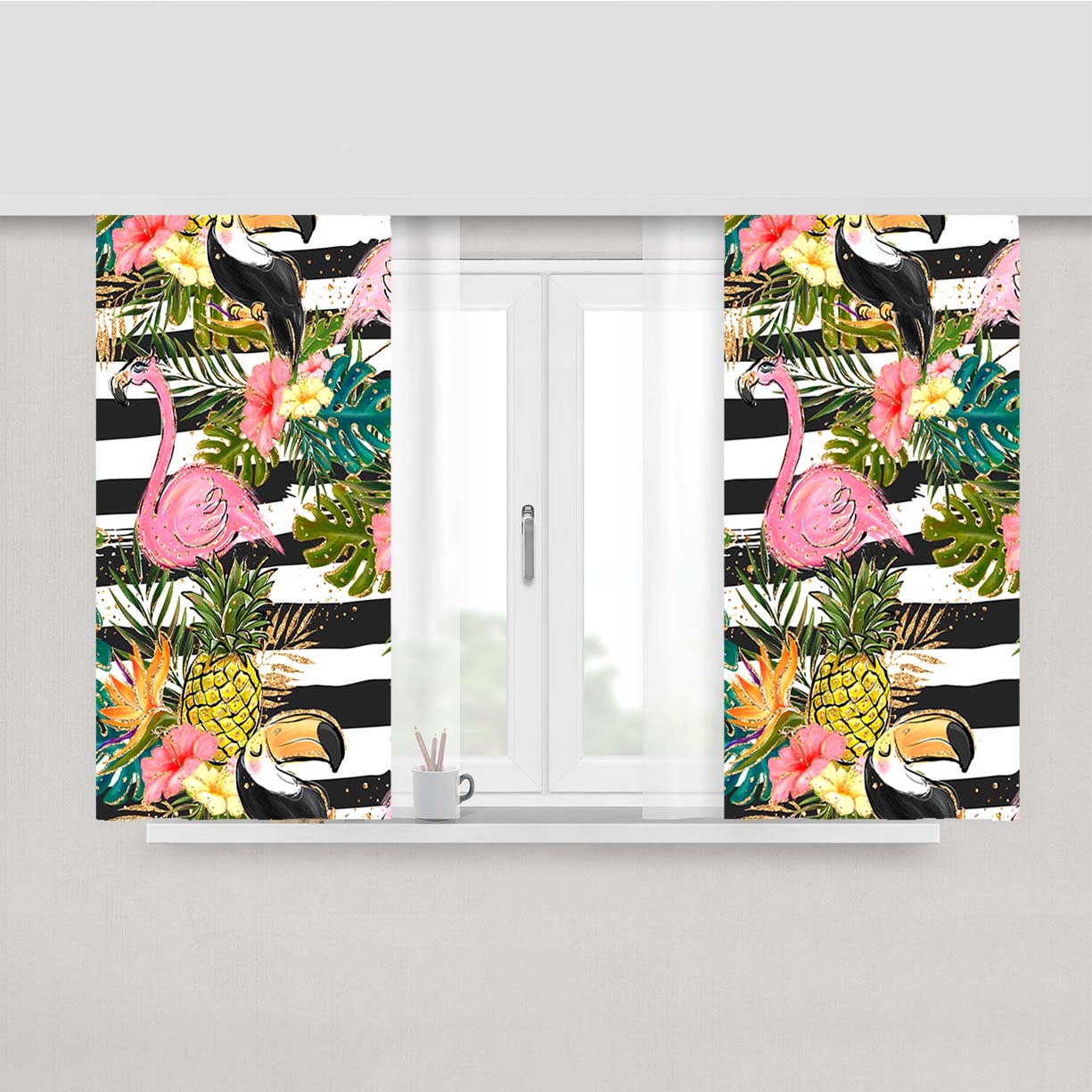 Summer Garden Peach Skin Window Curtains