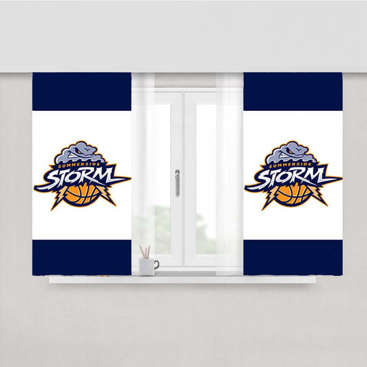Summerside Blue Storm Peach Skin Window Curtains