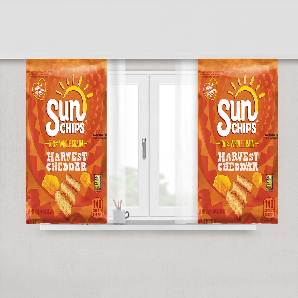 Sun Chips Grain Harvest Cheddar Peach Skin Window Curtains
