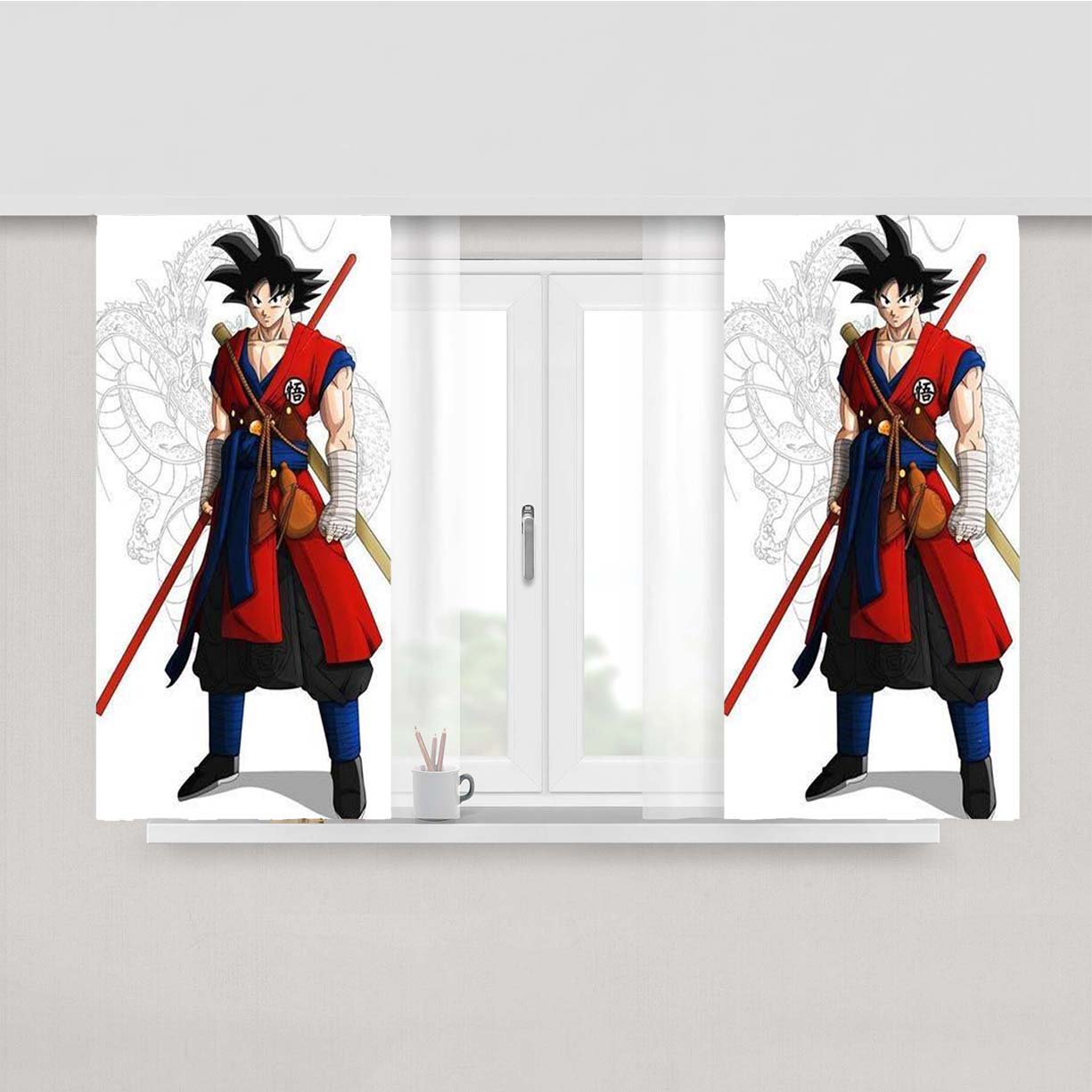 Sun Goku Peach Skin Window Curtains