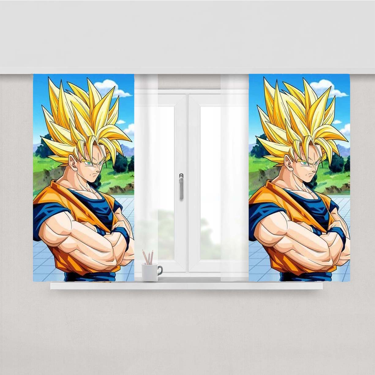 Sun Goku Saiyan Peach Skin Window Curtains
