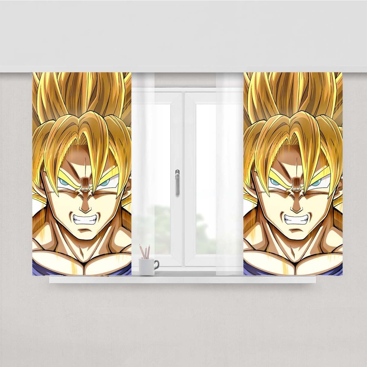 Sun Goku Super Saiyan Peach Skin Window Curtains