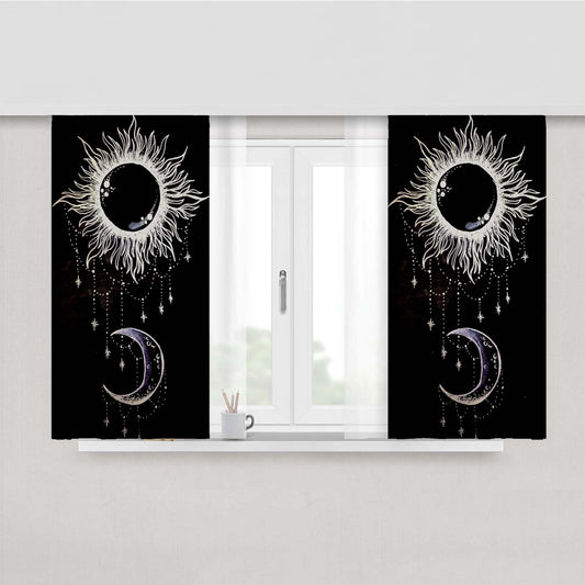 Sun Moon And Stars Simple Peach Skin Window Curtains