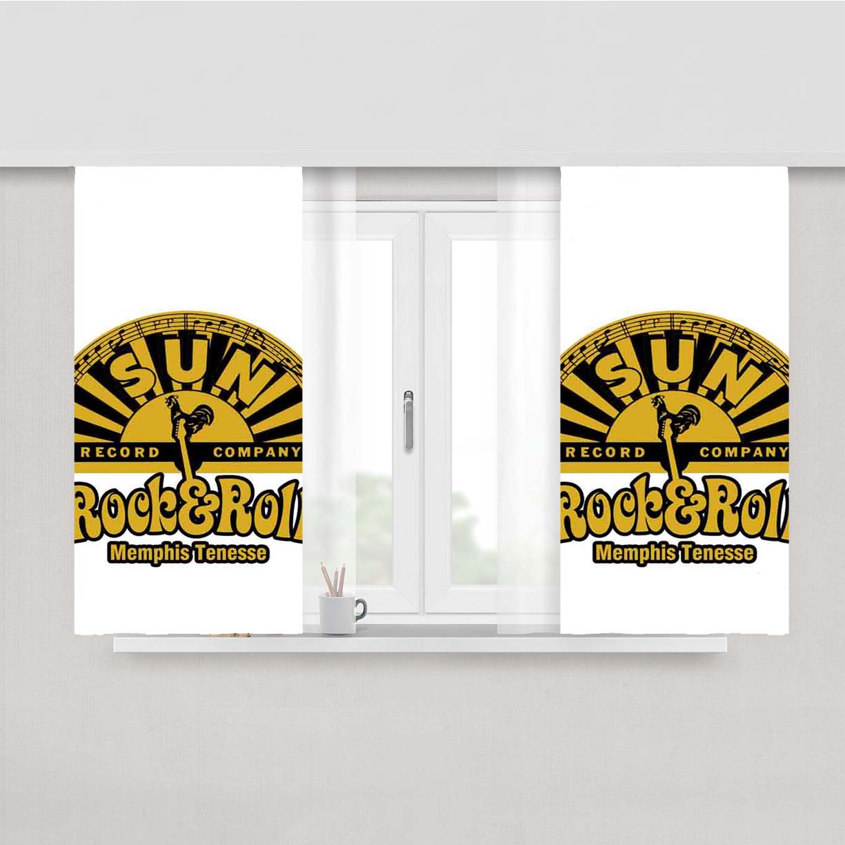 Sun Record Rock And Roll Memphis Tenesse Peach Skin Window Curtains