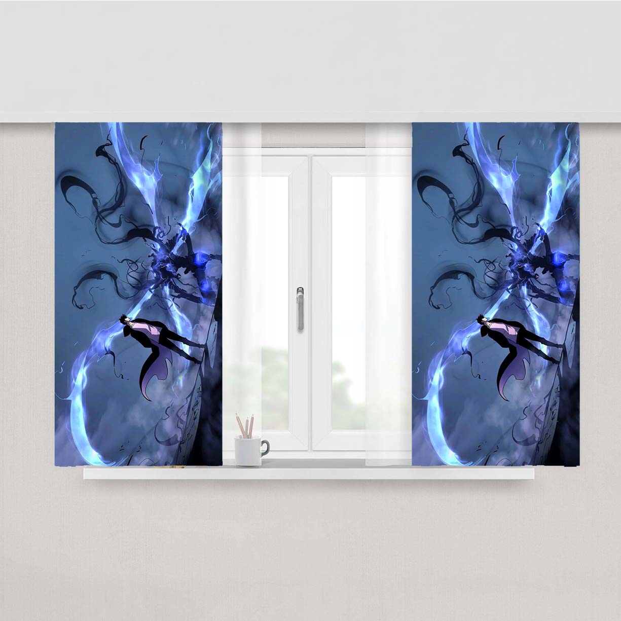 Sung Jin Woo And Ant King Ber Solo Leveling Peach Skin Window Curtains
