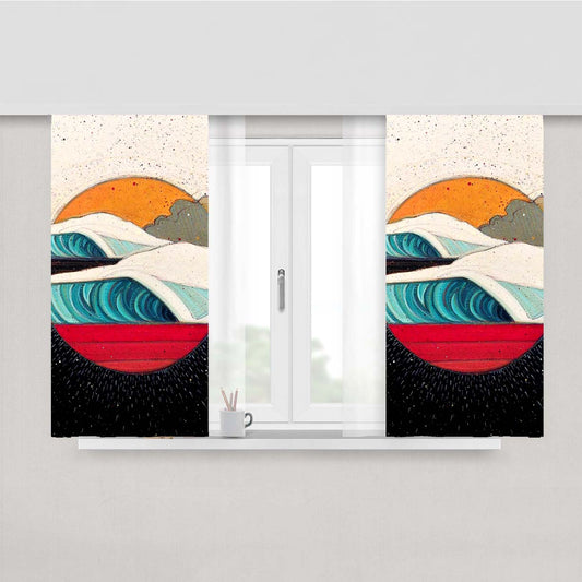 Sunrise Over The Sea Peach Skin Window Curtains
