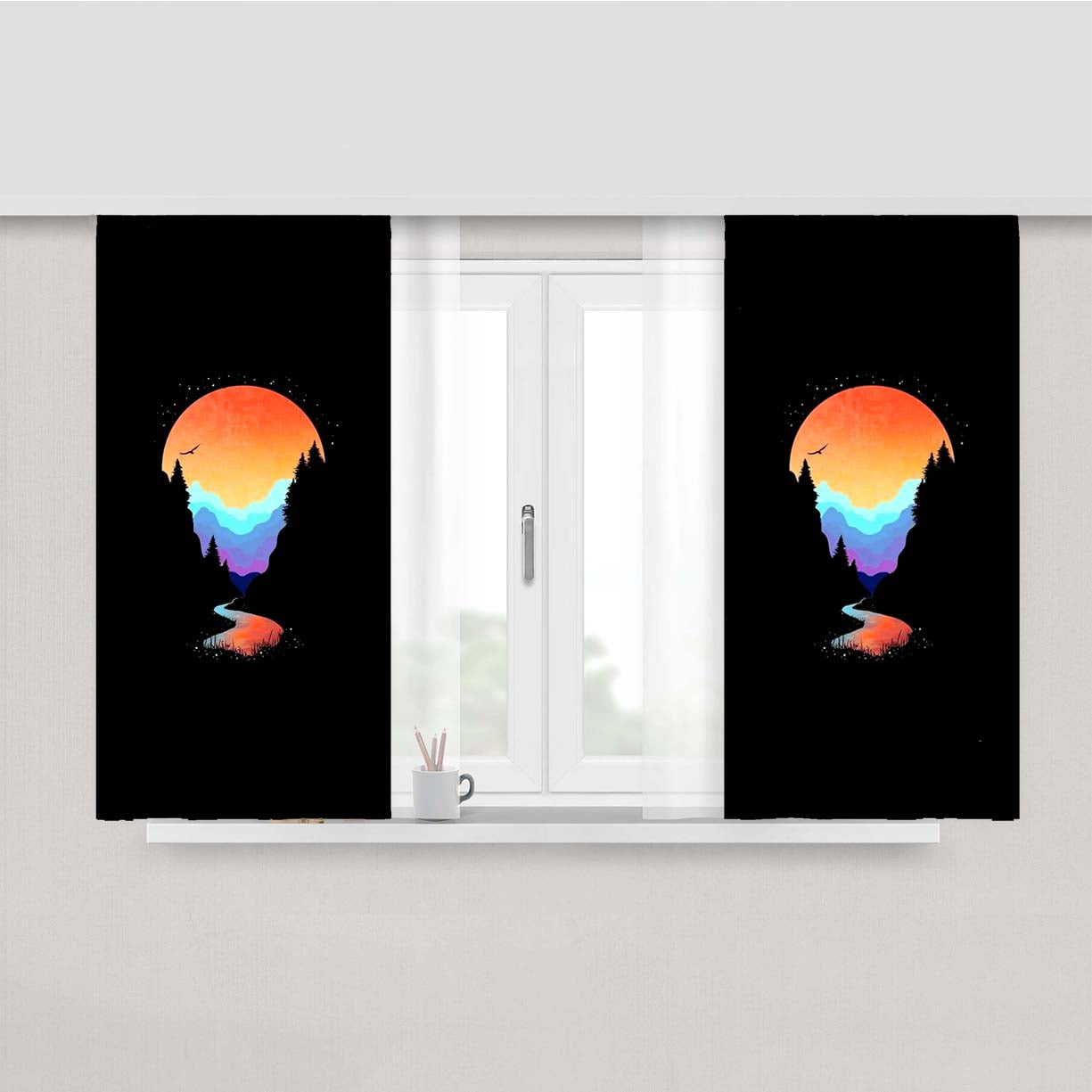 Sunset Art Peach Skin Window Curtains