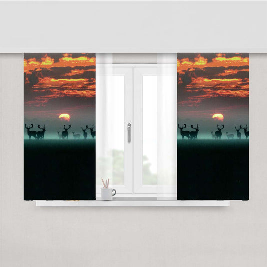 Sunset Deers Peach Skin Window Curtains