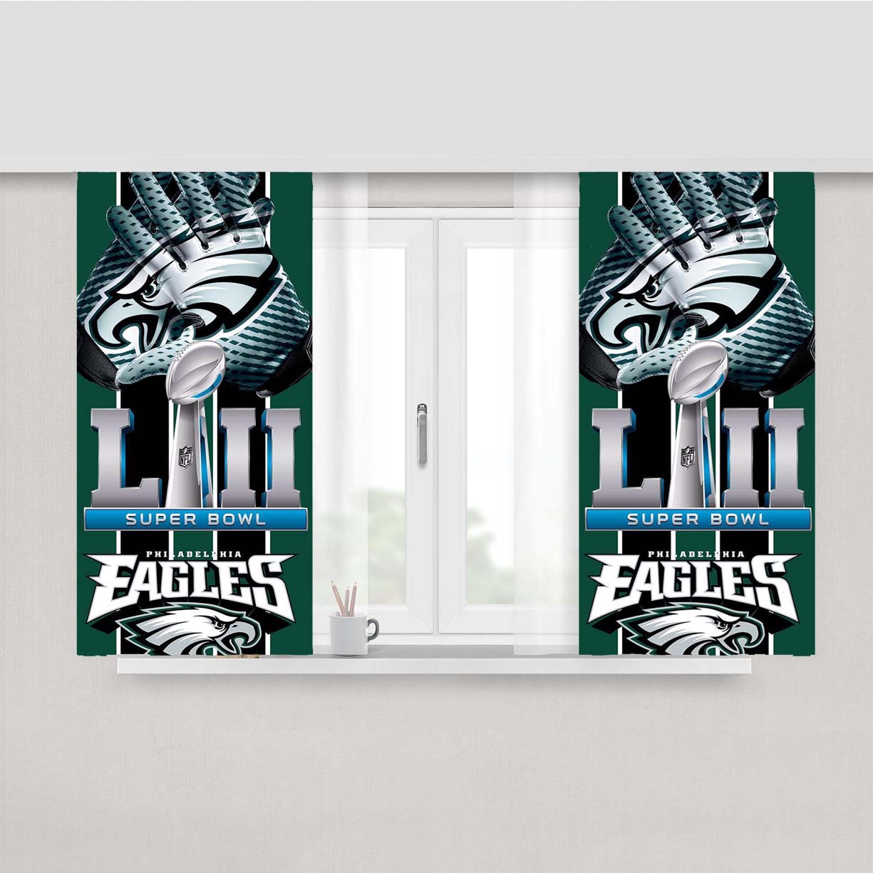 Super Bowl Lii Eagles Peach Skin Window Curtains