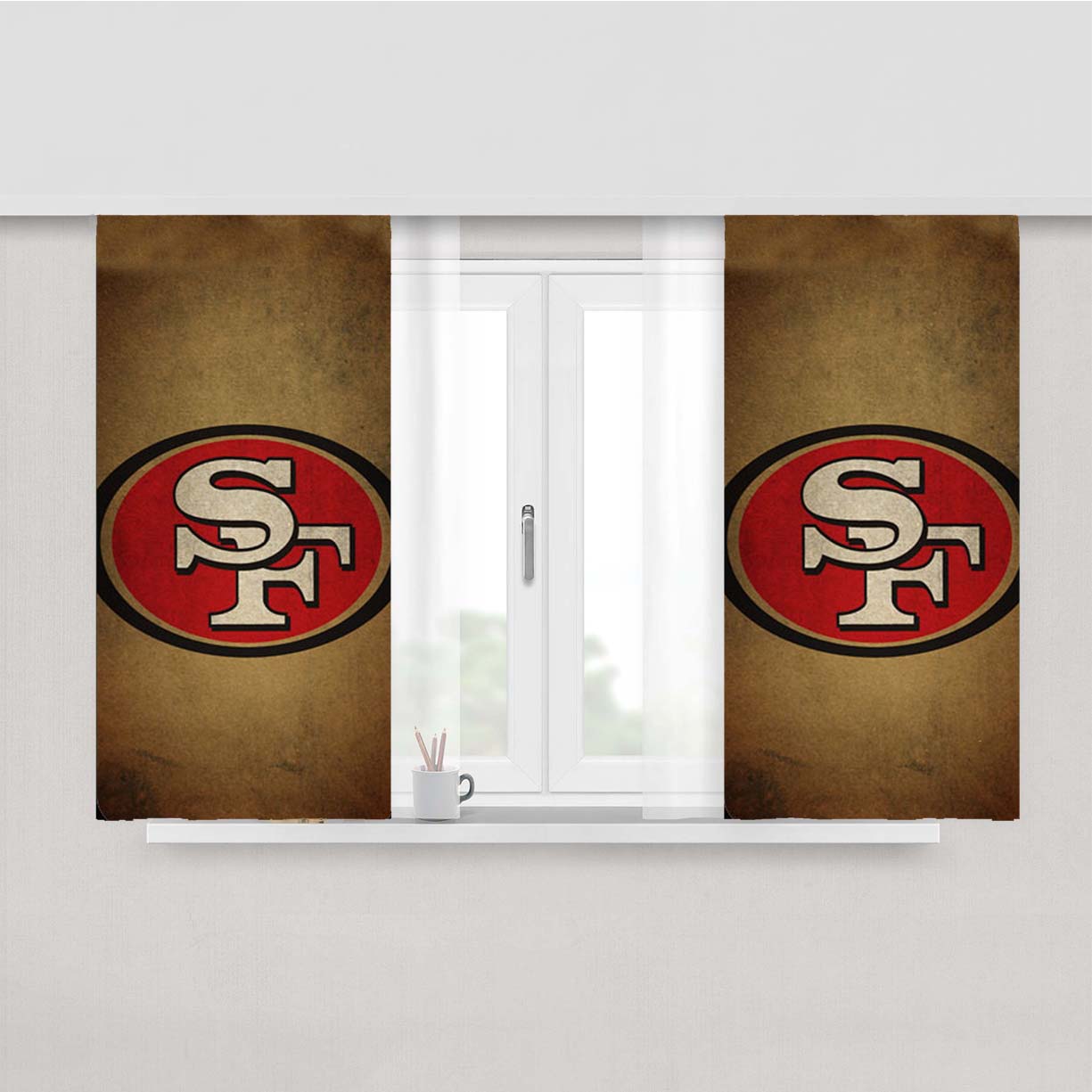 Super Bowl San Francisco 49Ers Peach Skin Window Curtains