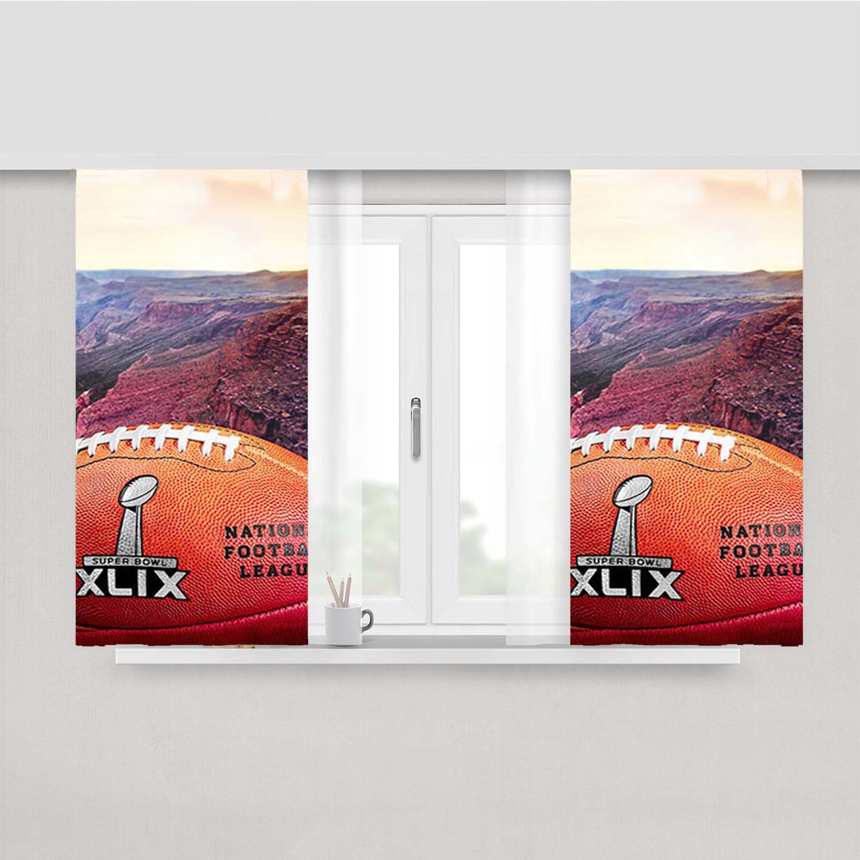 Super Bowl Xlix Football Peach Skin Window Curtains