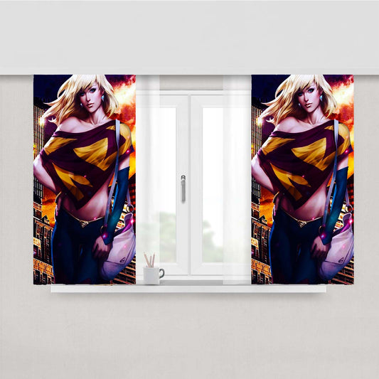 Super Girl Swag Peach Skin Window Curtains