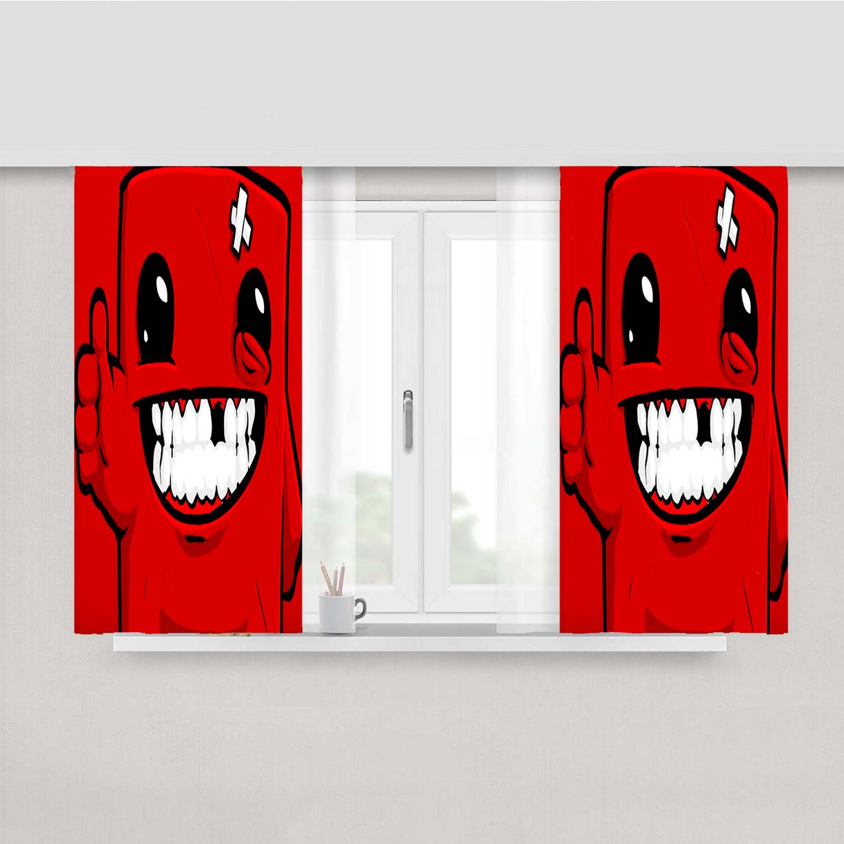Super Meat Boy Peach Skin Window Curtains