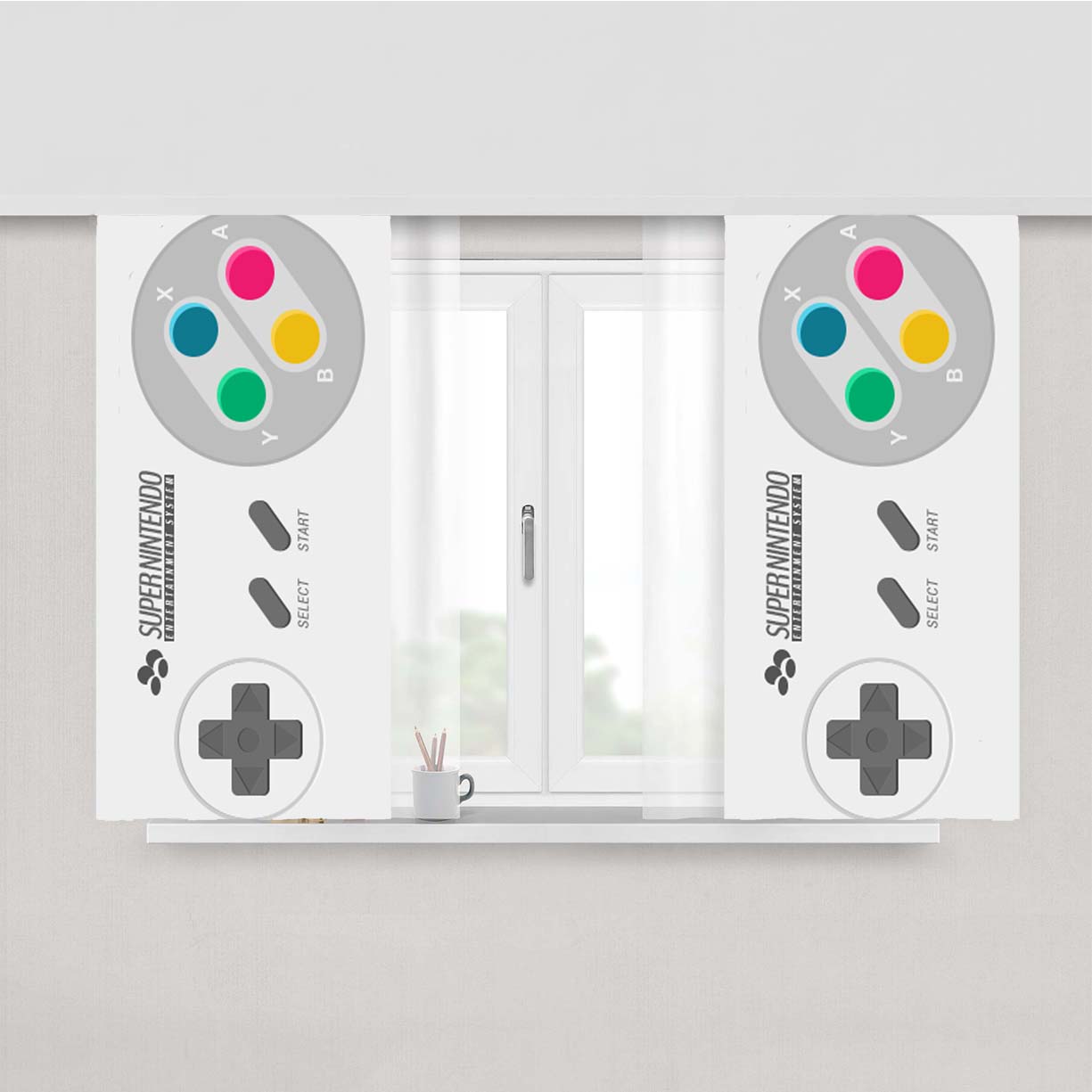 Super Nintendo Controller Peach Skin Window Curtains